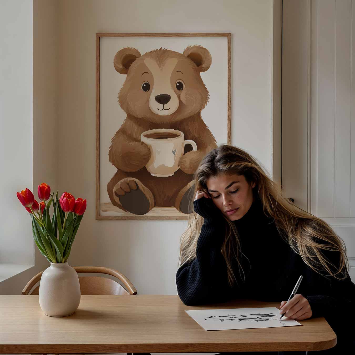 Schattige Berendrink Poster-WallArtistic