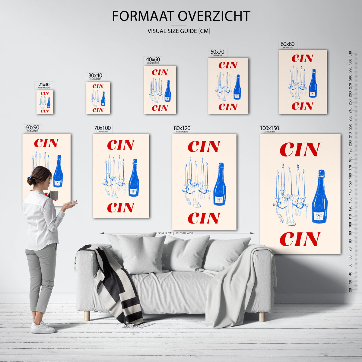 Cin cin fles en kaarsen Poster