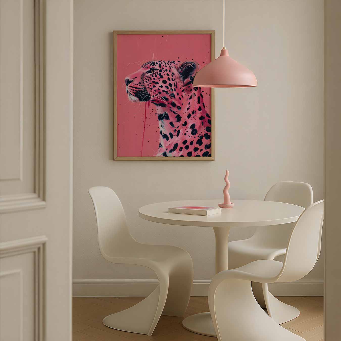 Stijlvolle Luipaard in Roze Poster-WallArtistic