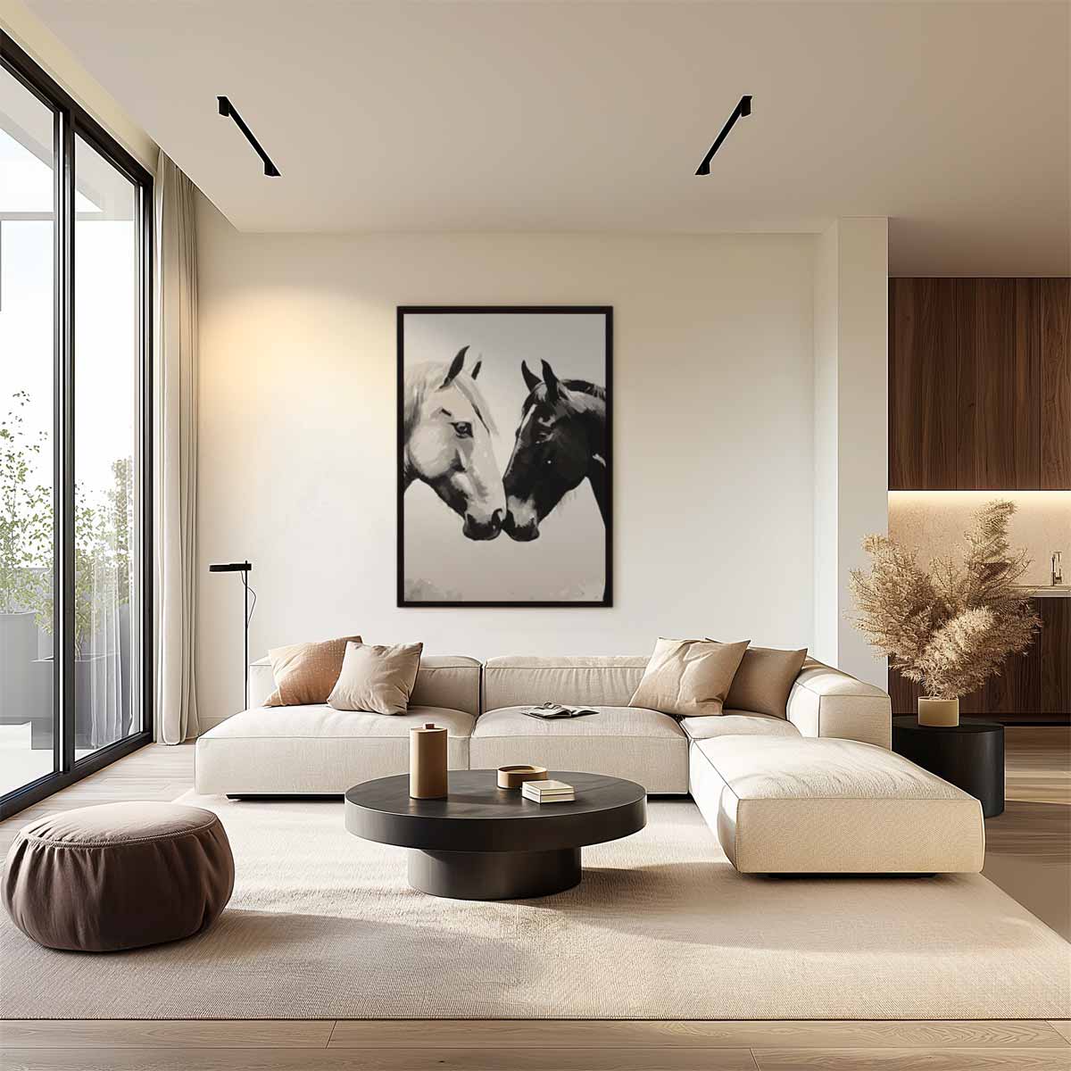 Vriendschap van Paarden Kunstwerk-canvas-dibond-plexiglas-wanddecoratie-WallArtistic