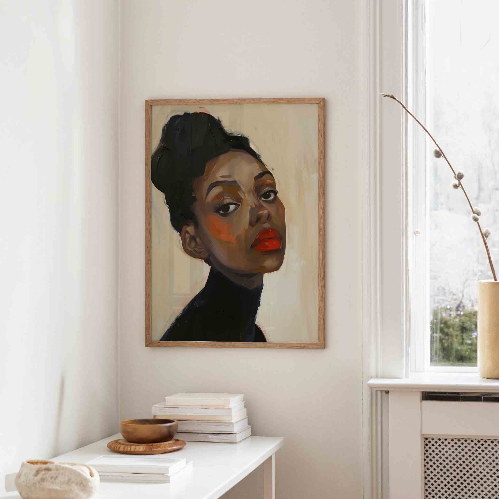 Portret met rode lippen Poster