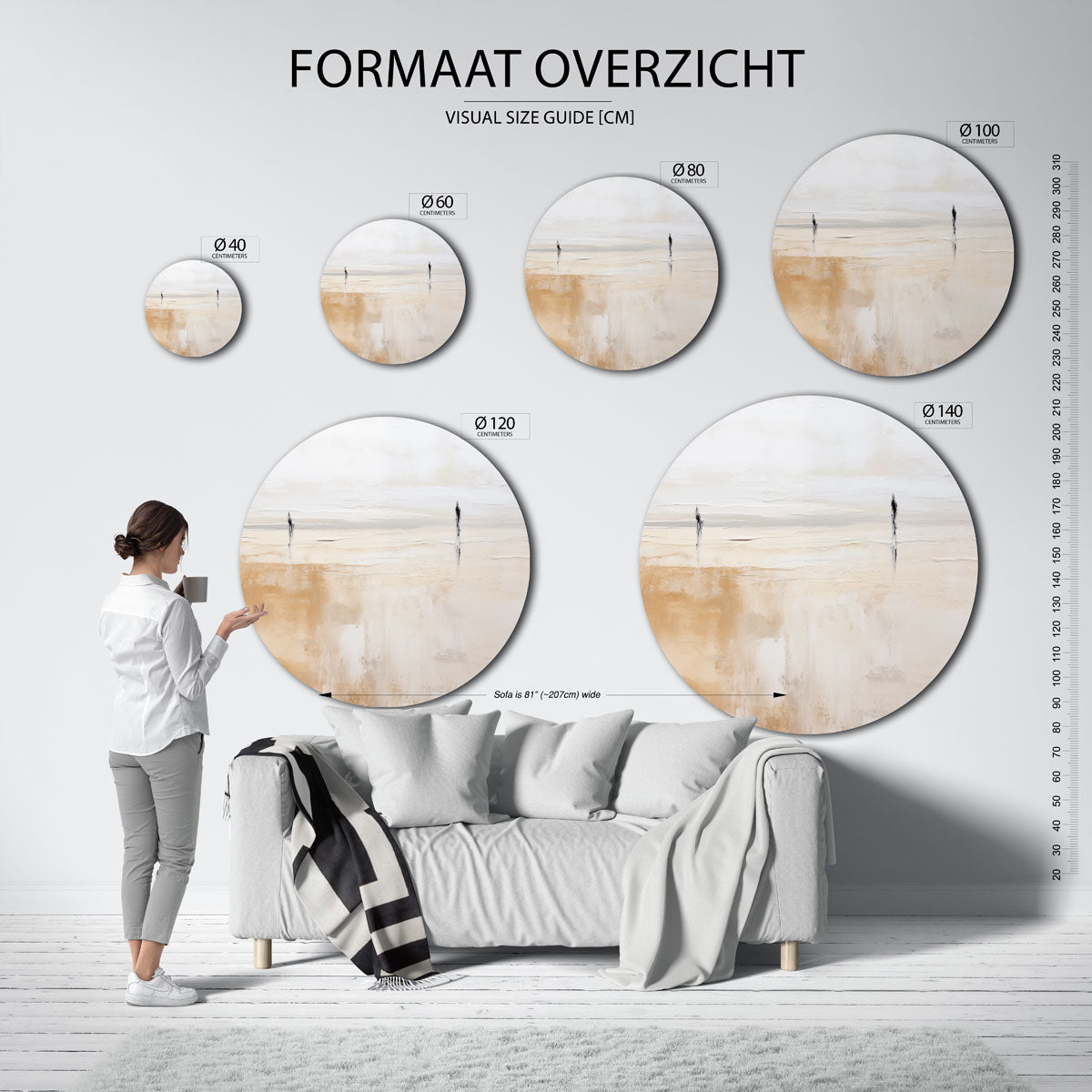 Twee figuren op beige Muurcirkel