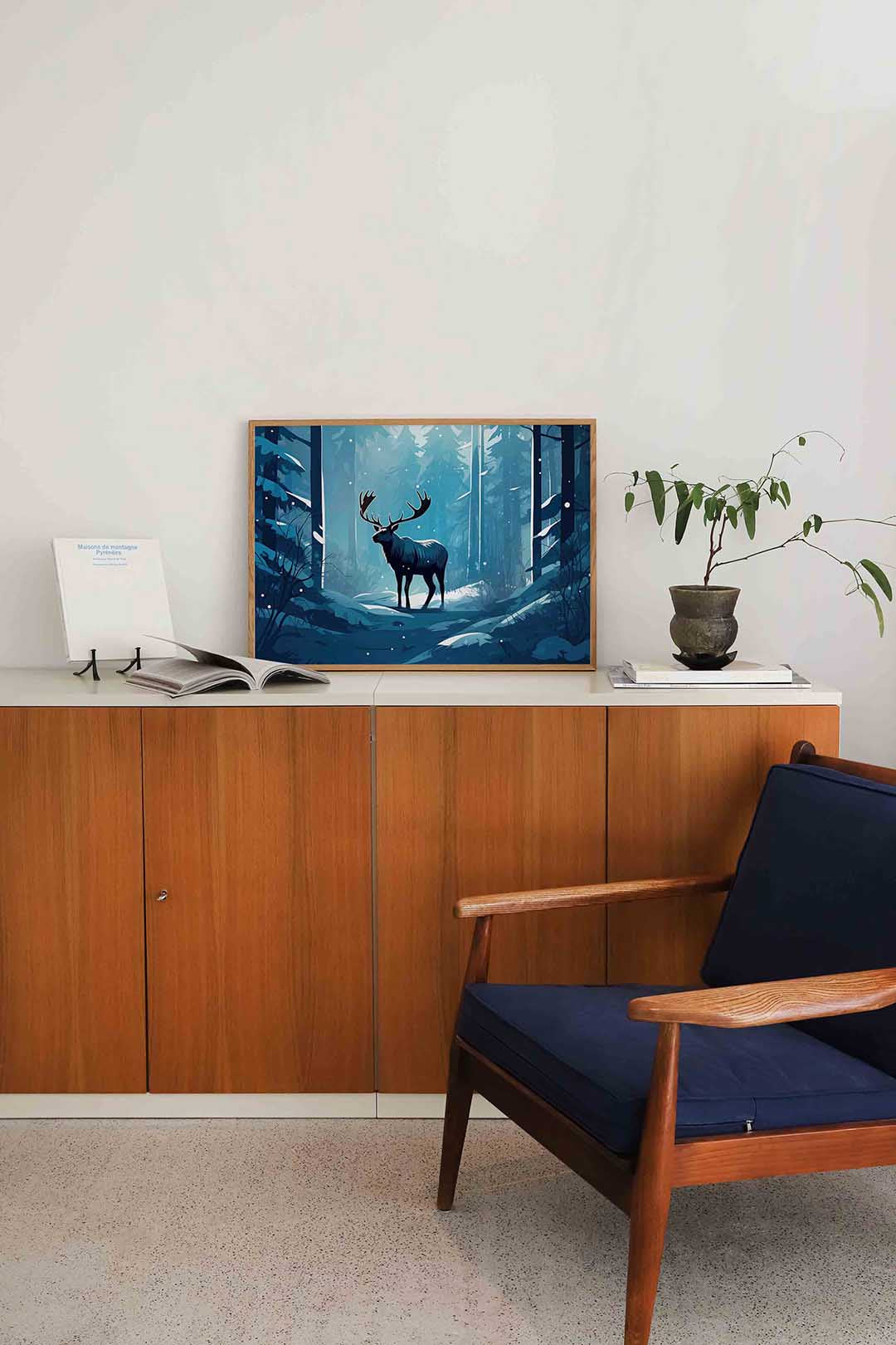Hert in winterbos Poster