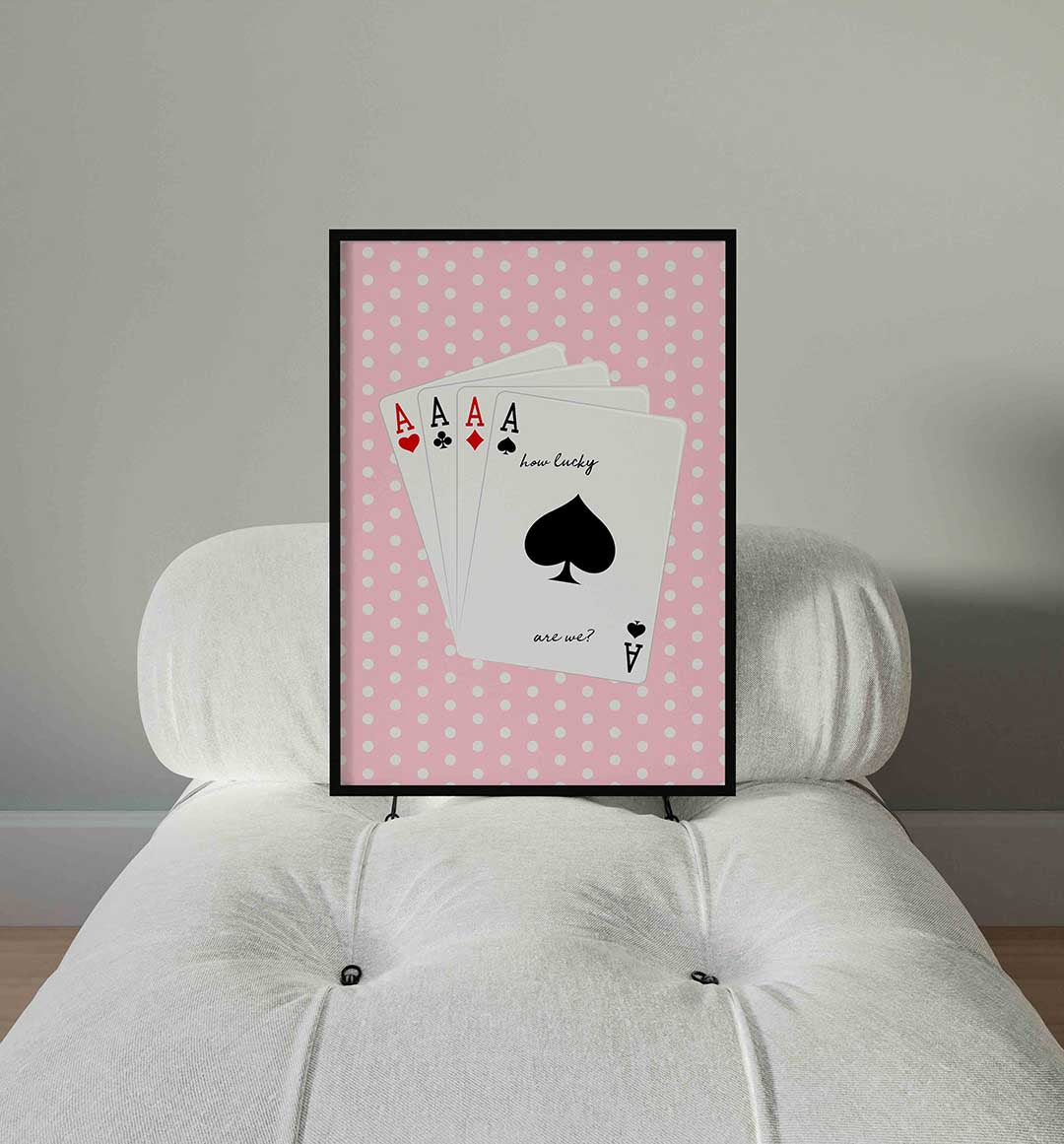 Speelkaarten op stippenachtergrond Poster