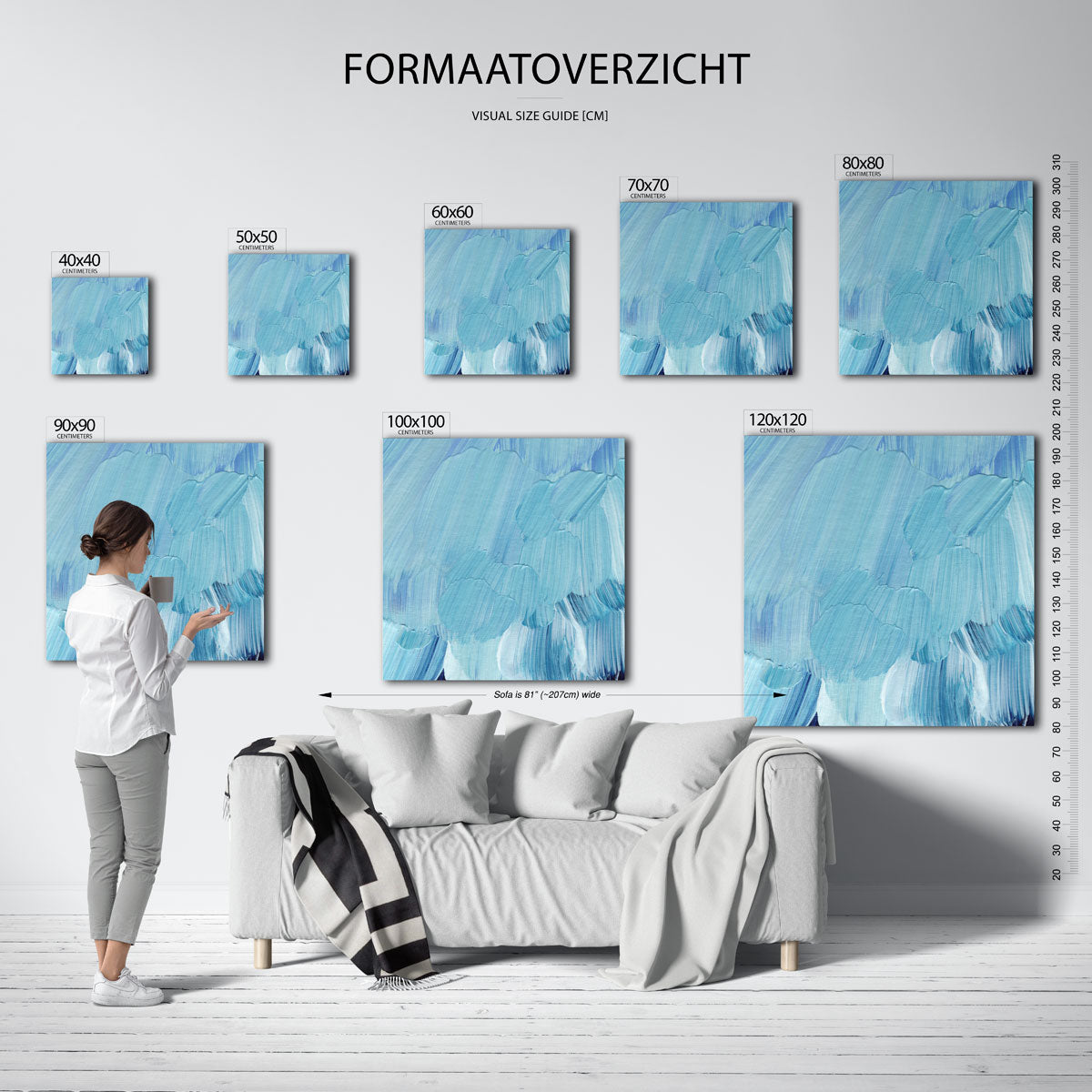 Blauwe penseelstreken Poster