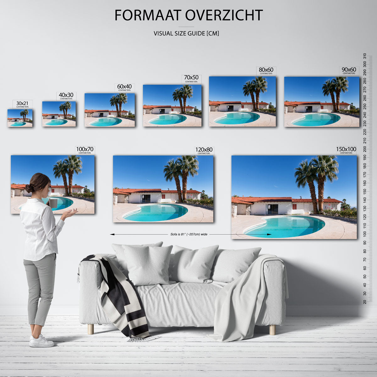 Zwembad en palmbomen Poster
