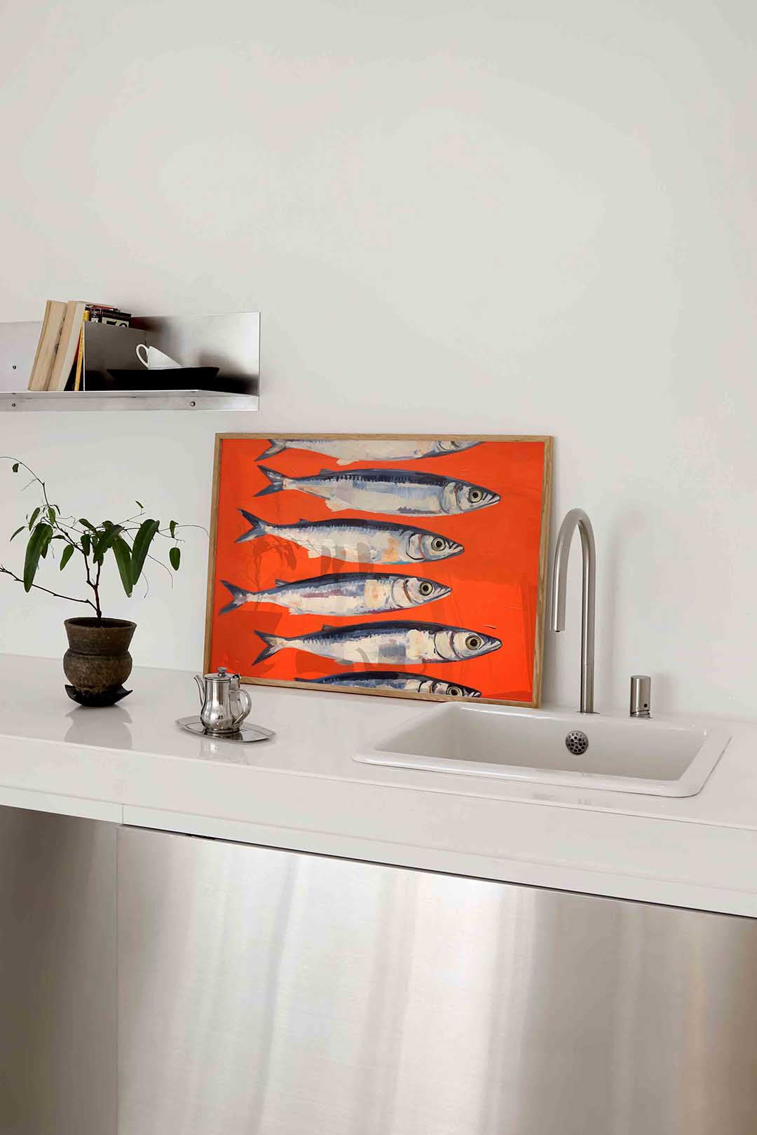 Vissen op oranje Poster