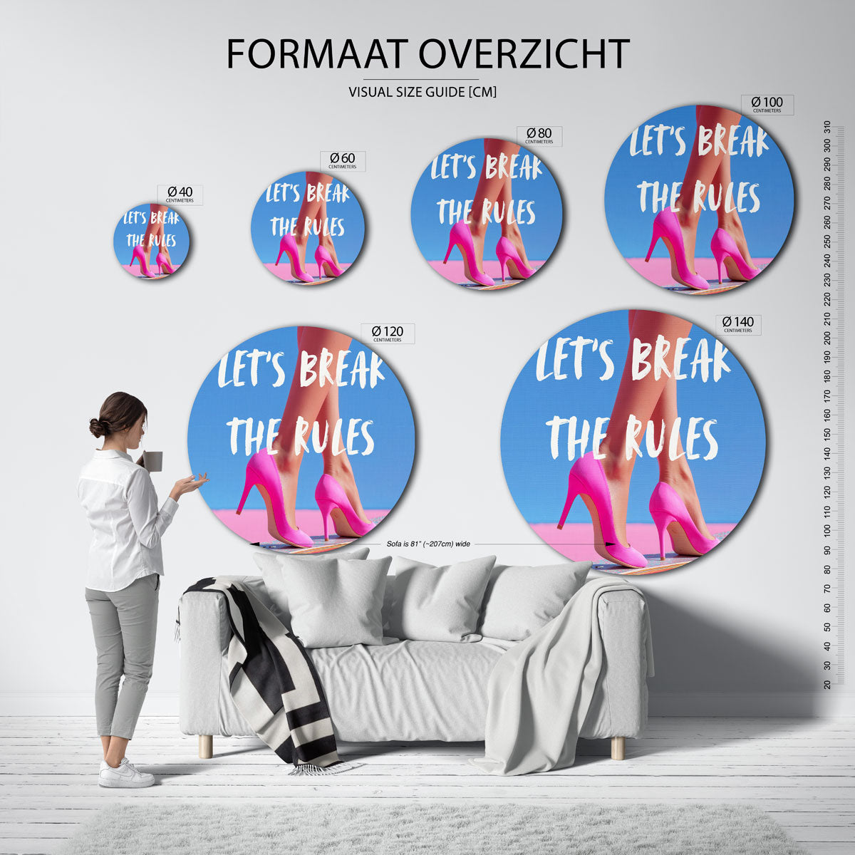 Roze hakken op skateboard Muurcirkel