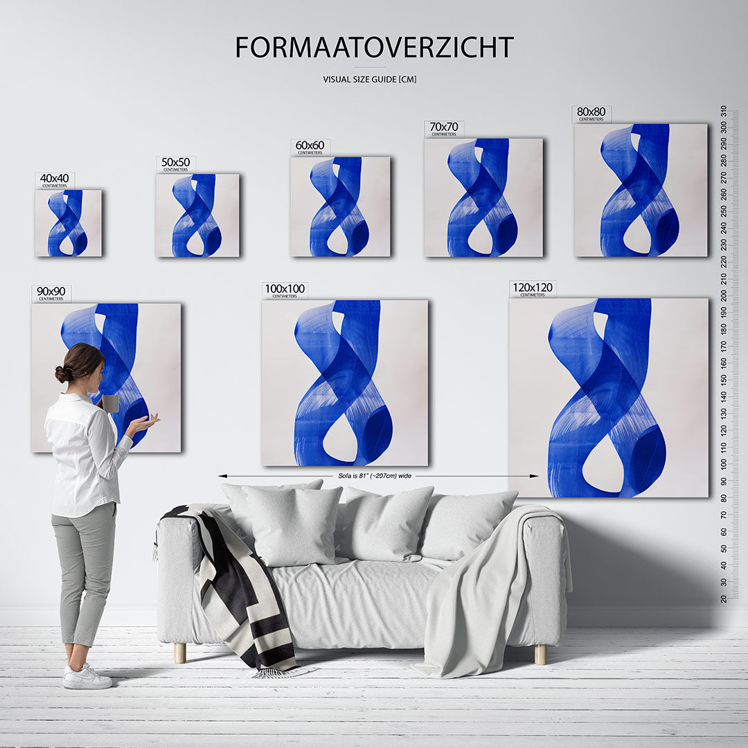 Dynamische blauwe vormen Kunstwerk