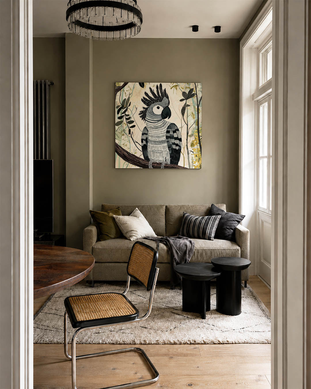 Vogelsilhouet in jungle Kunstwerk