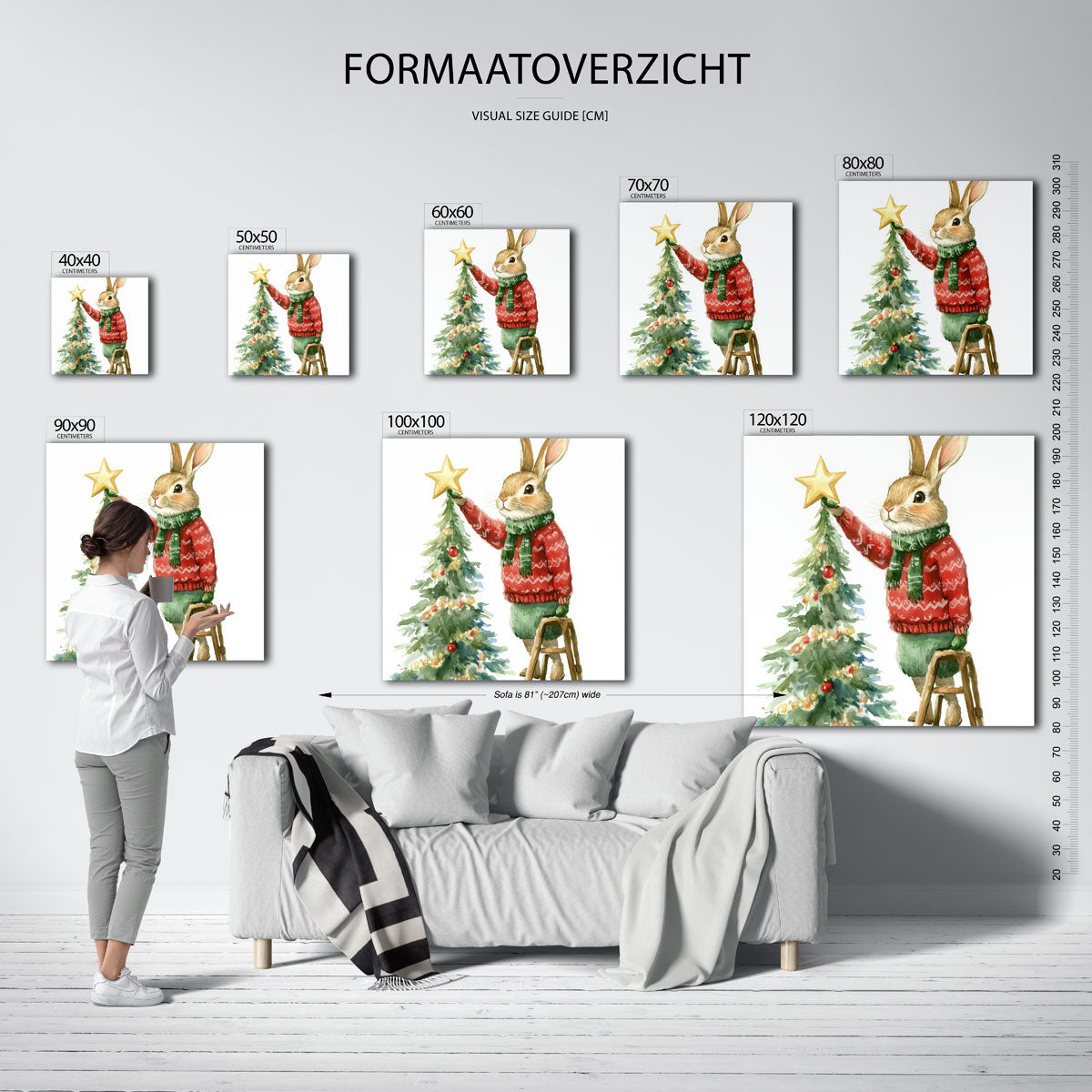 Kerstkonijn met boom Poster