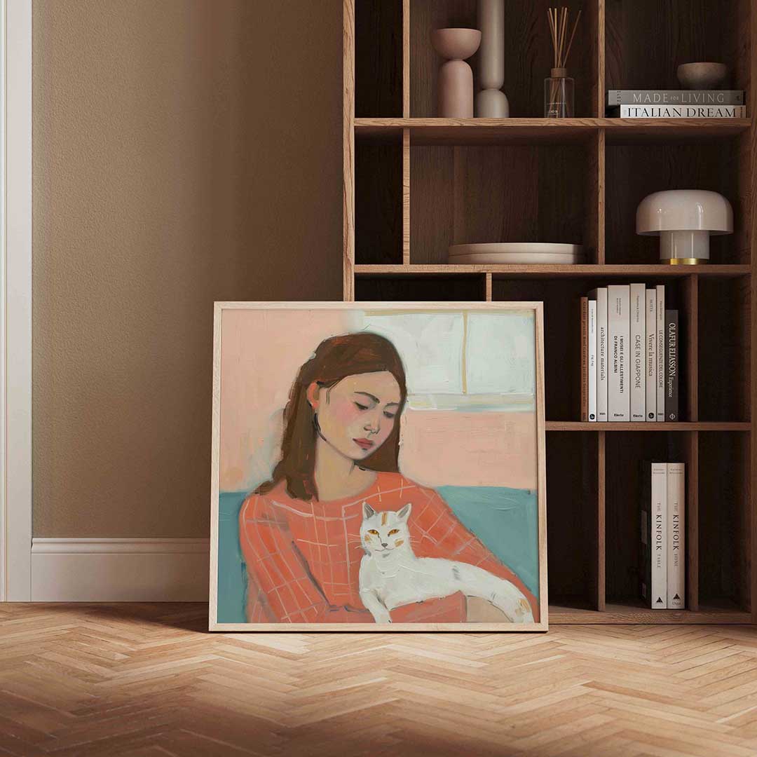 Vrouw met kat Poster