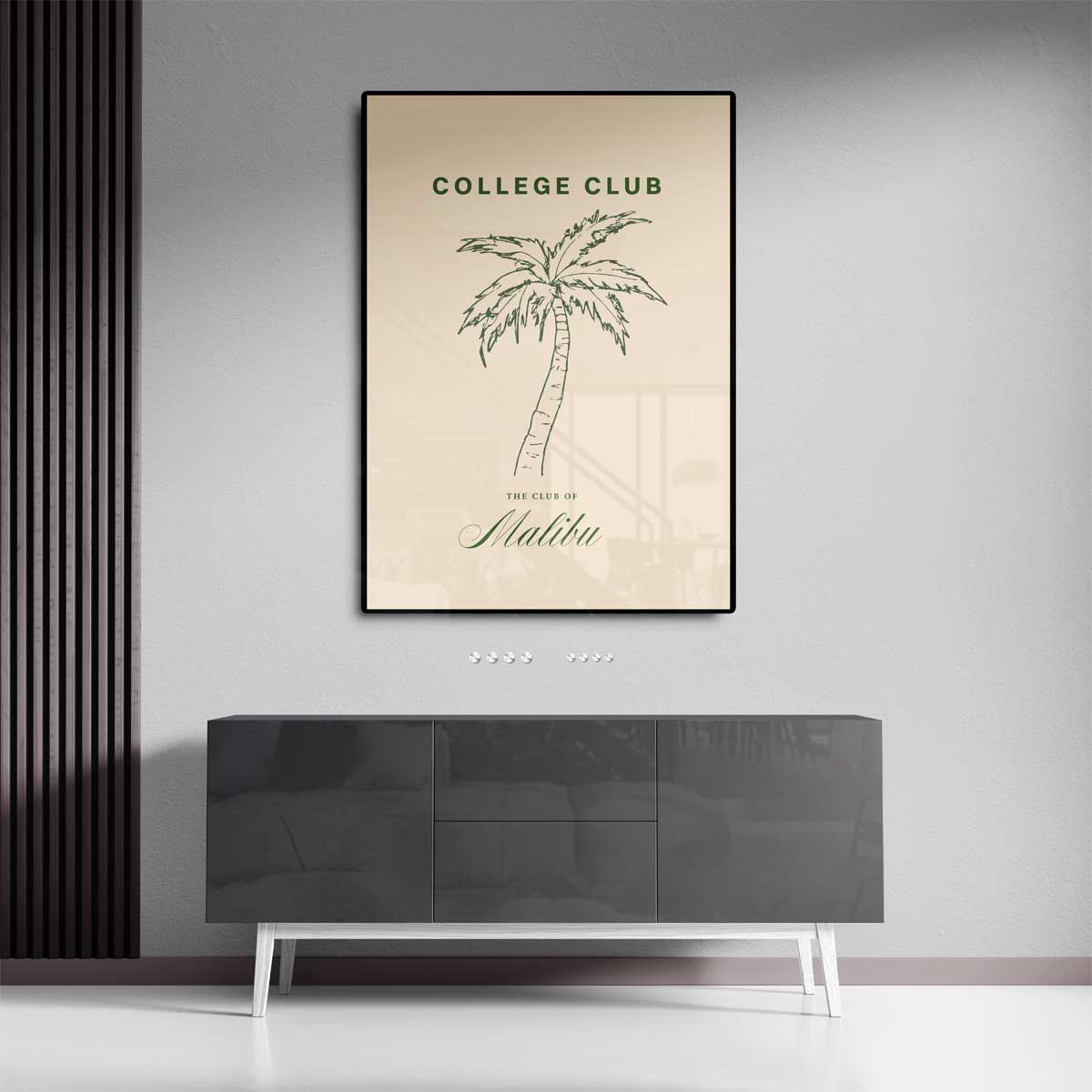 Palmboom Illustratie - College Club Kunstwerk-canvas-dibond-plexiglas-wanddecoratie-WallArtistic