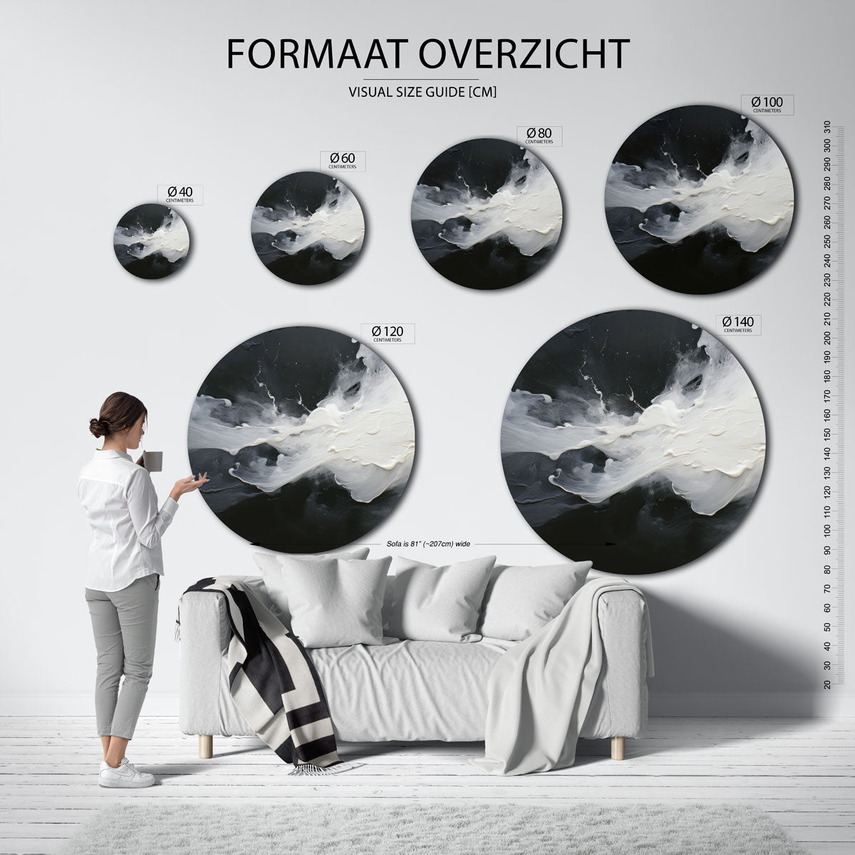 Zwart en wit vloeistof Muurcirkel