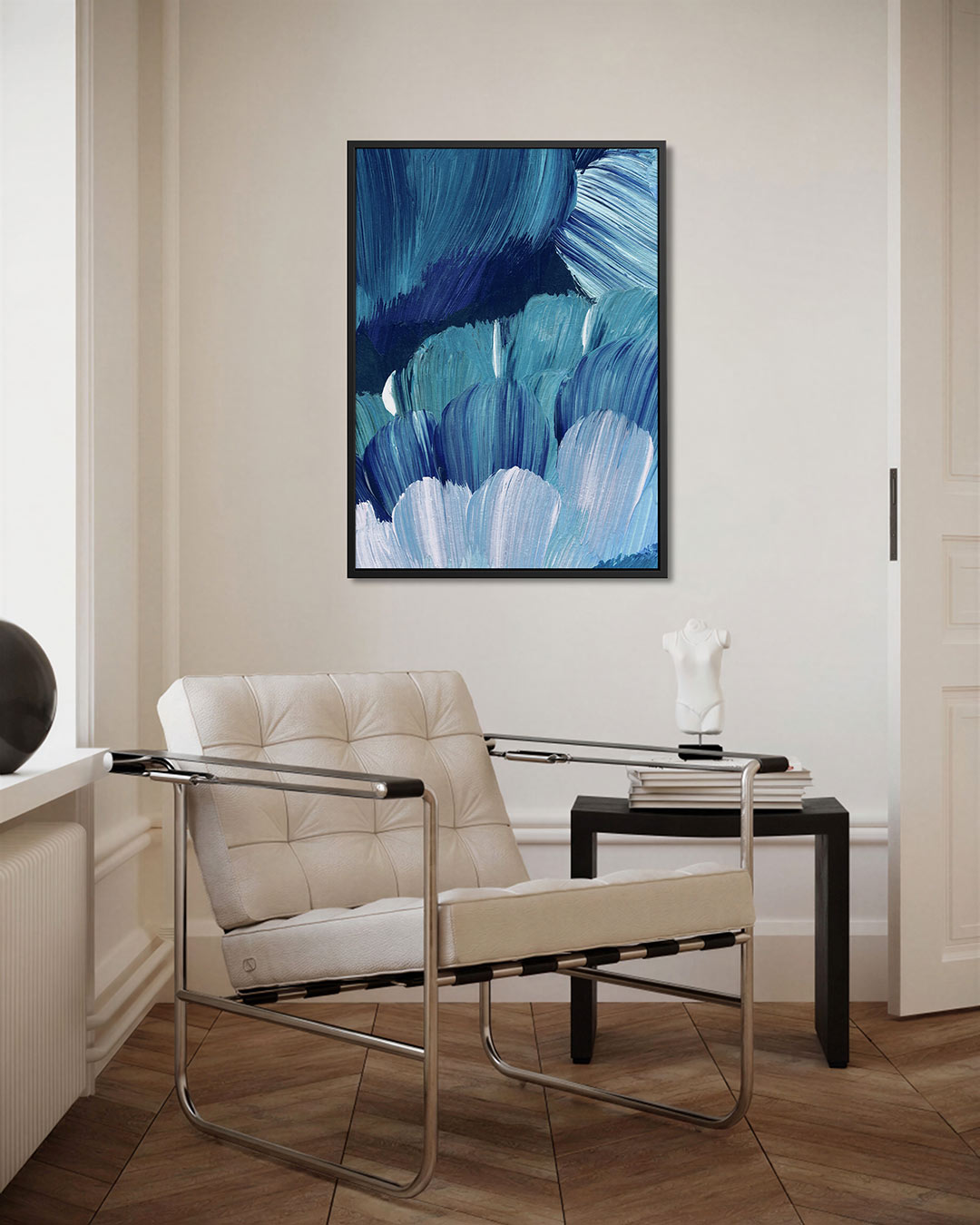 Dynamische blauwe beweging Kunstwerk