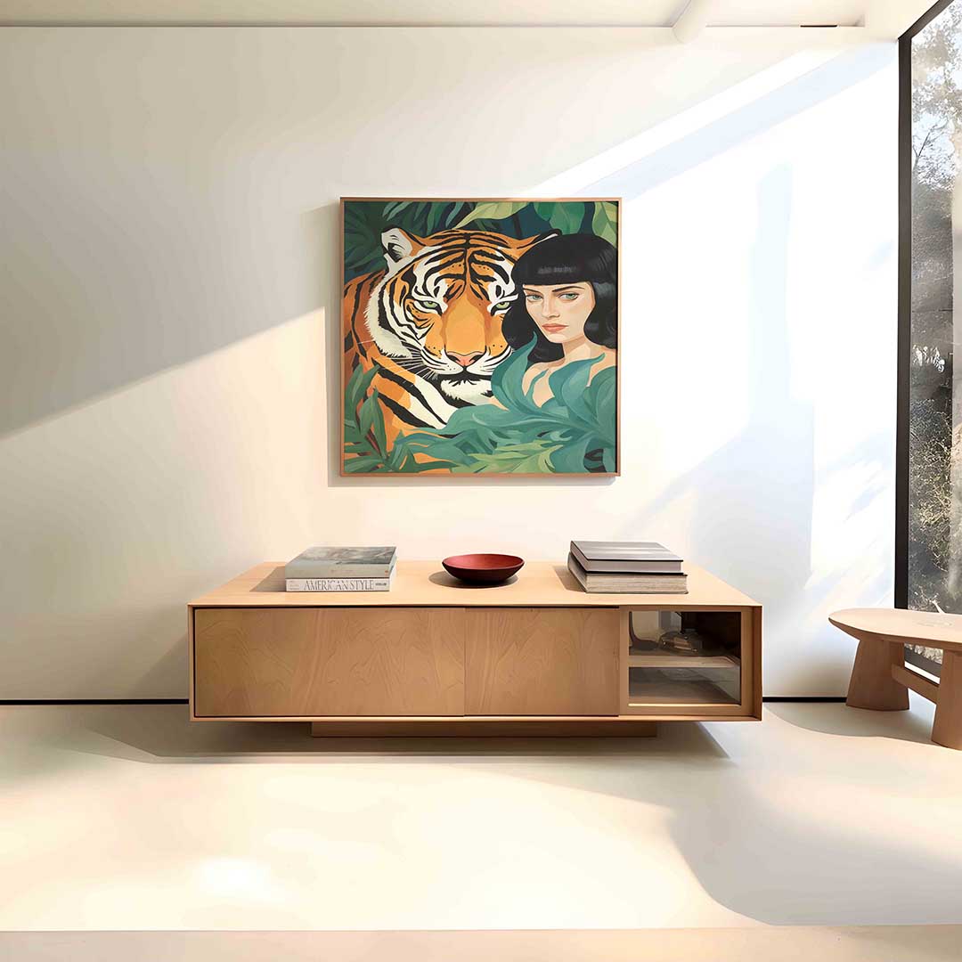 Tijger en vrouw Poster