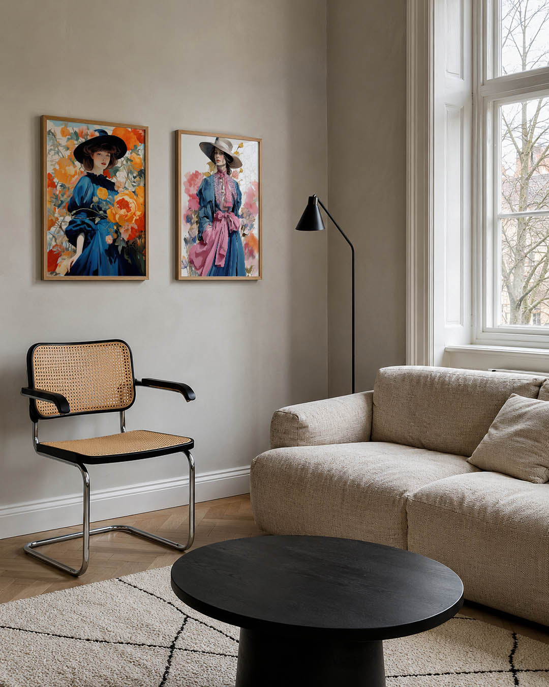 Bloemen en blauw Posterset
