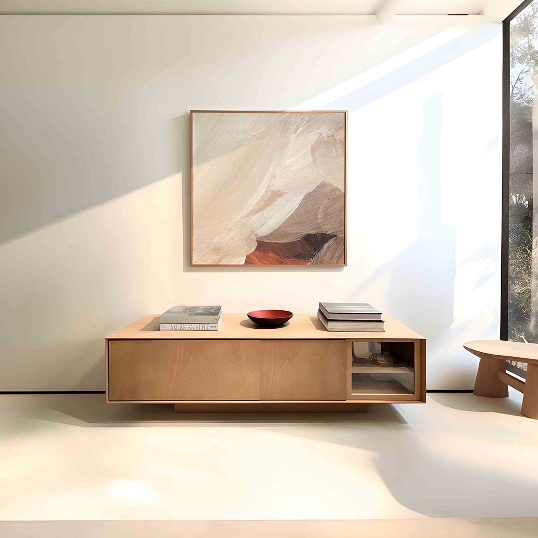 Beige en bruine abstracte Poster