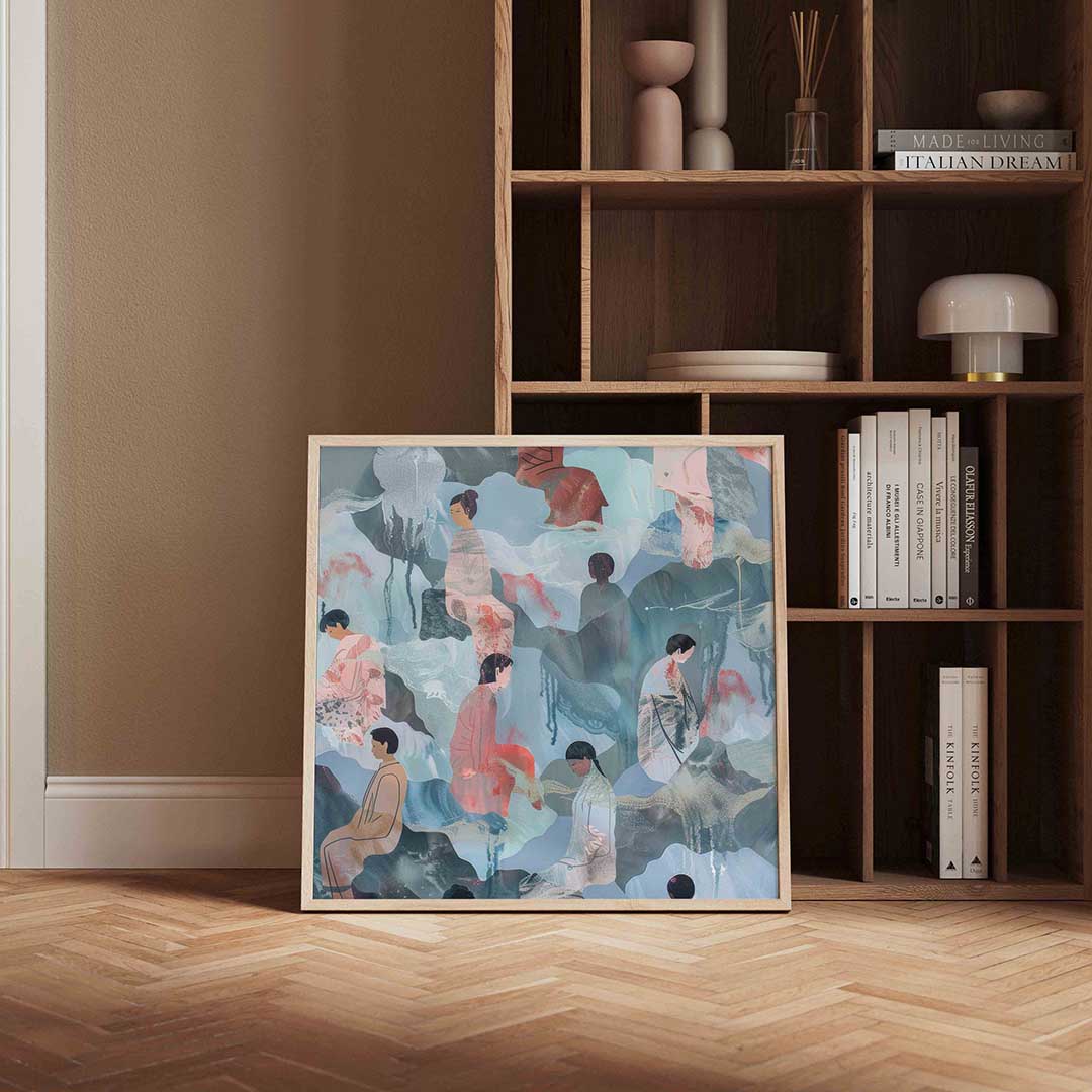 Zittende figuren Poster