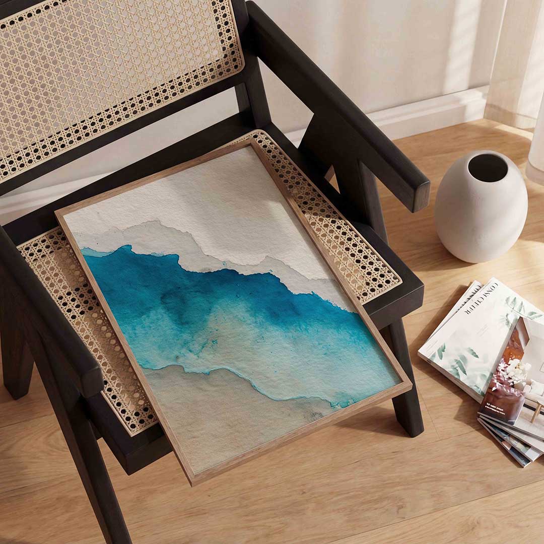 Abstracte blauwe waterverf Poster