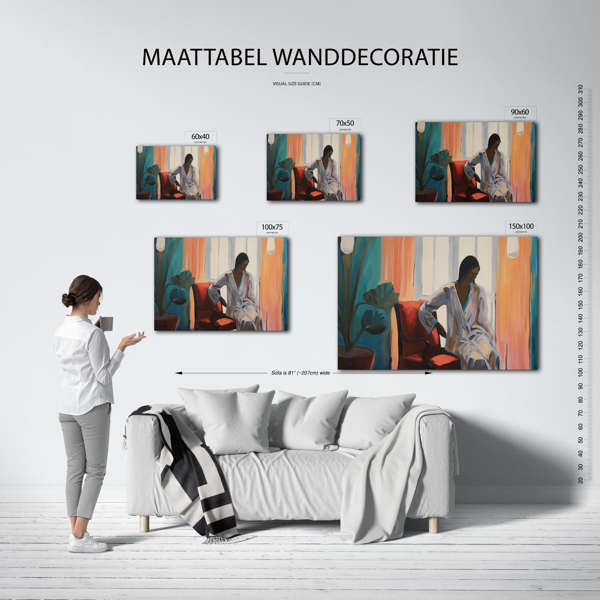 Vrouw in interieur Kunstwerk