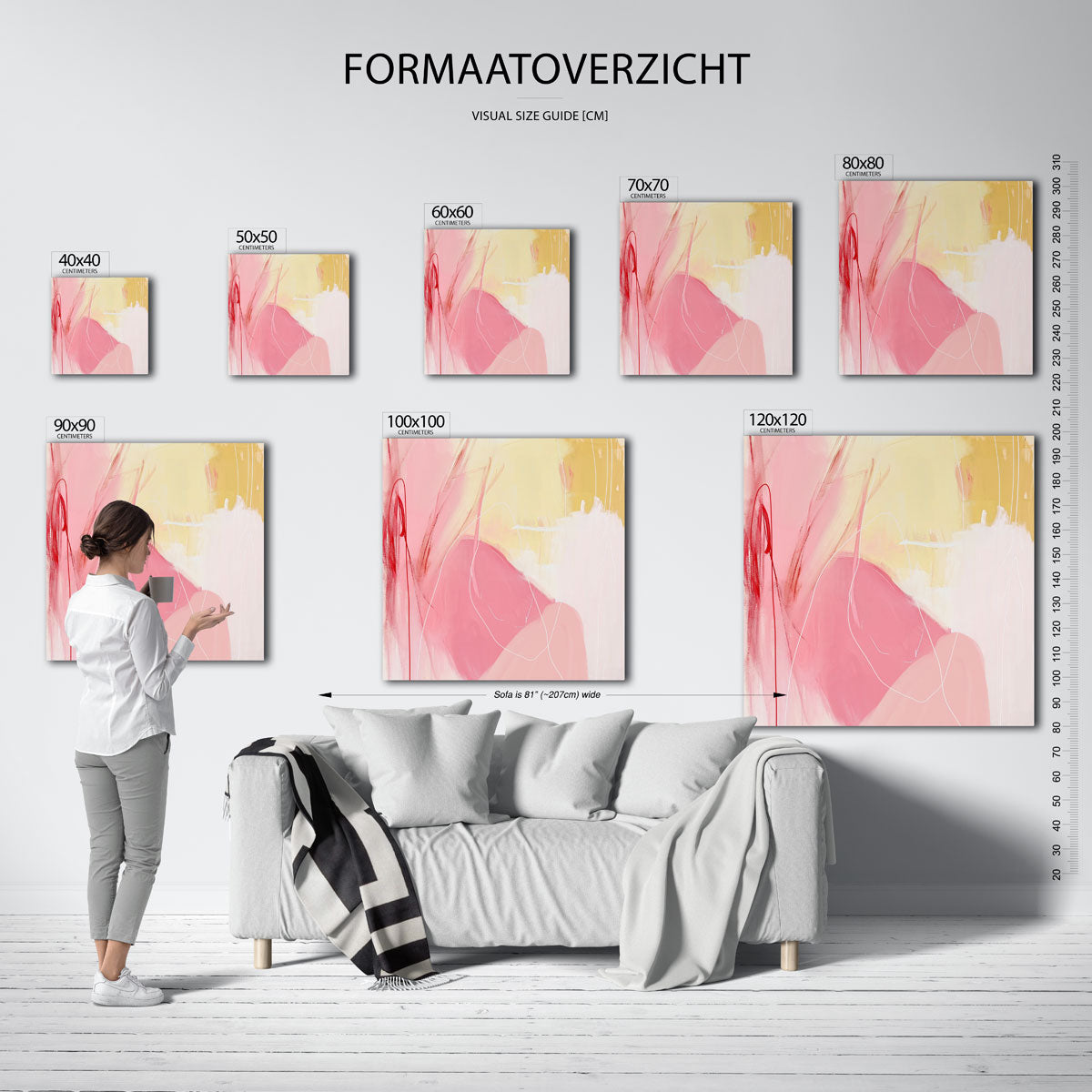 Abstracte roze en gele Poster