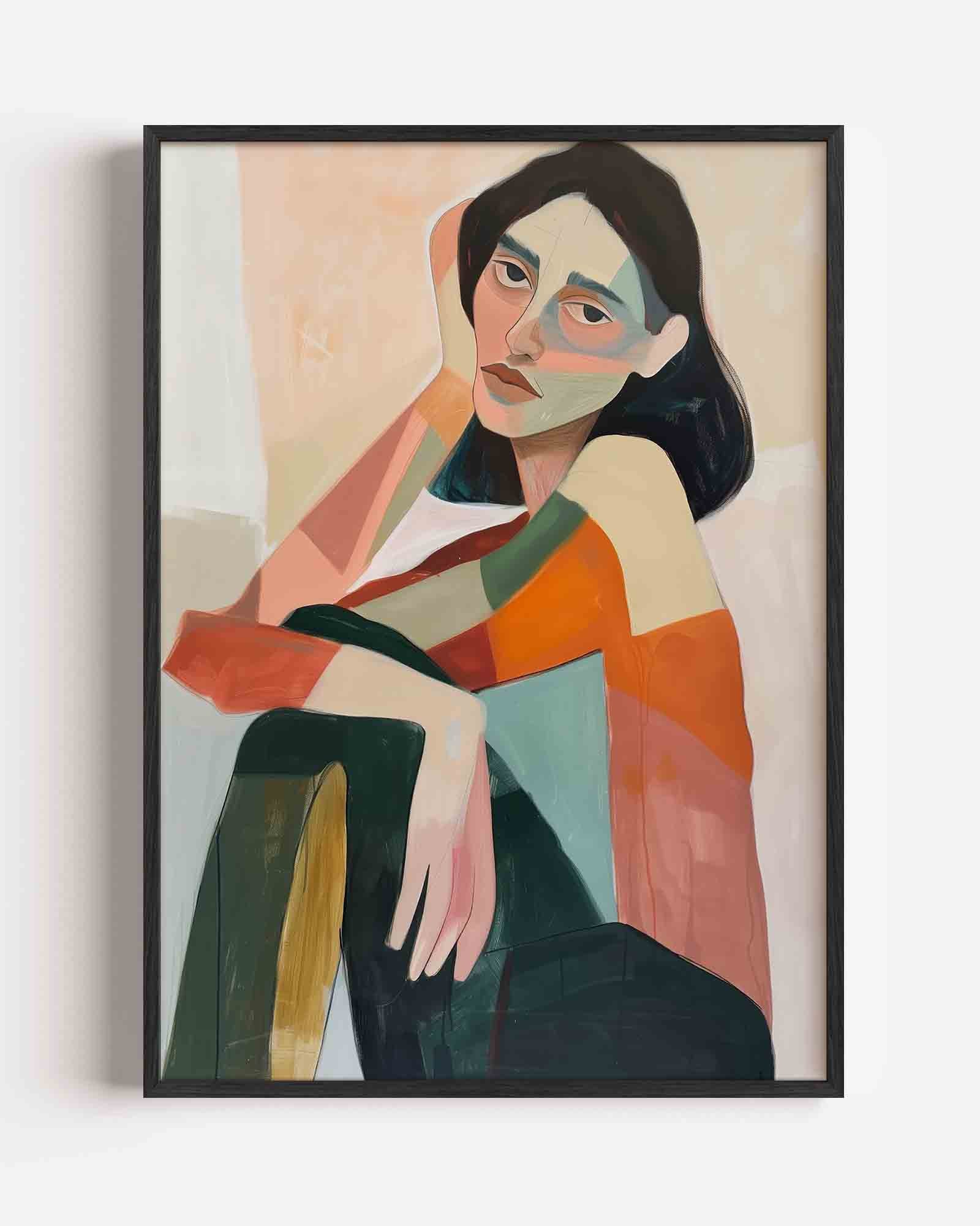 Vrouwelijk portret in abstracte vormen Poster