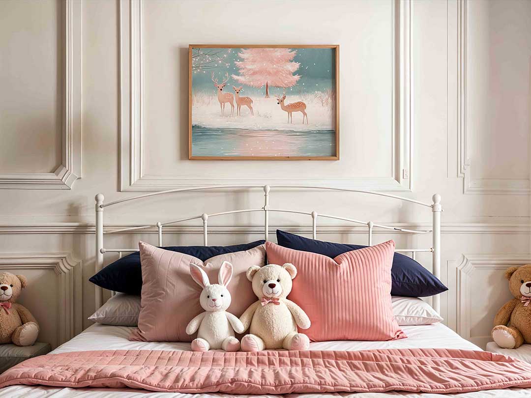 Herten bij roze boom Poster