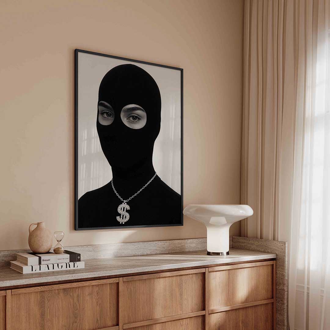Zwart masker met ketting Poster