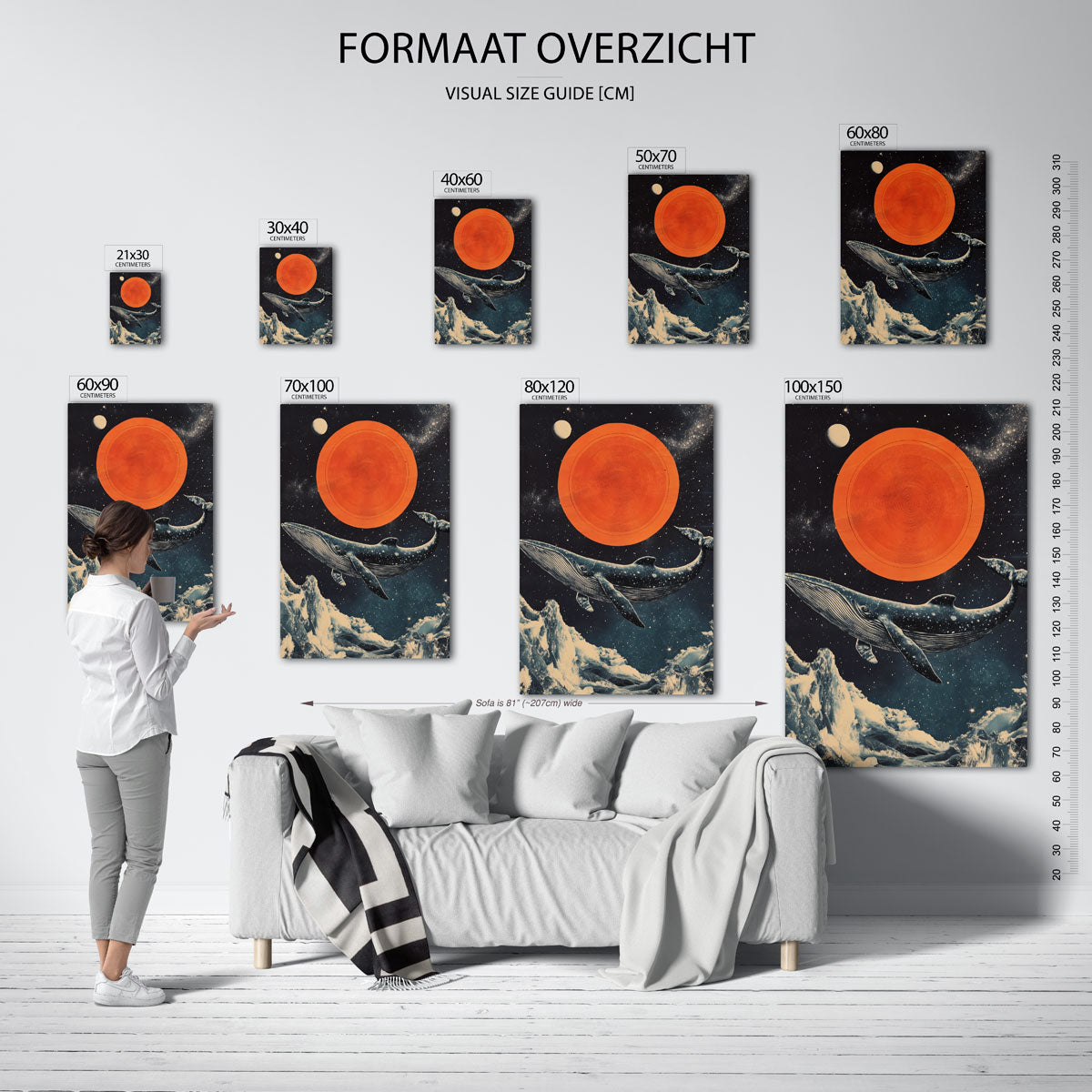 Walvis en oranje cirkel Poster