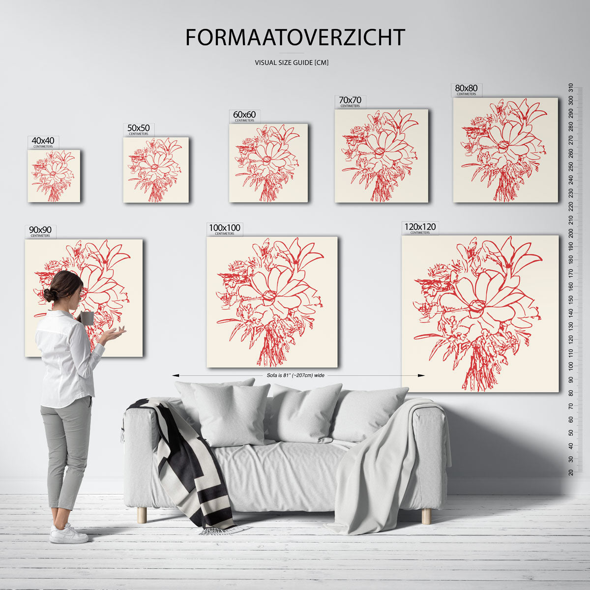 Bloemen in lijntekening Poster