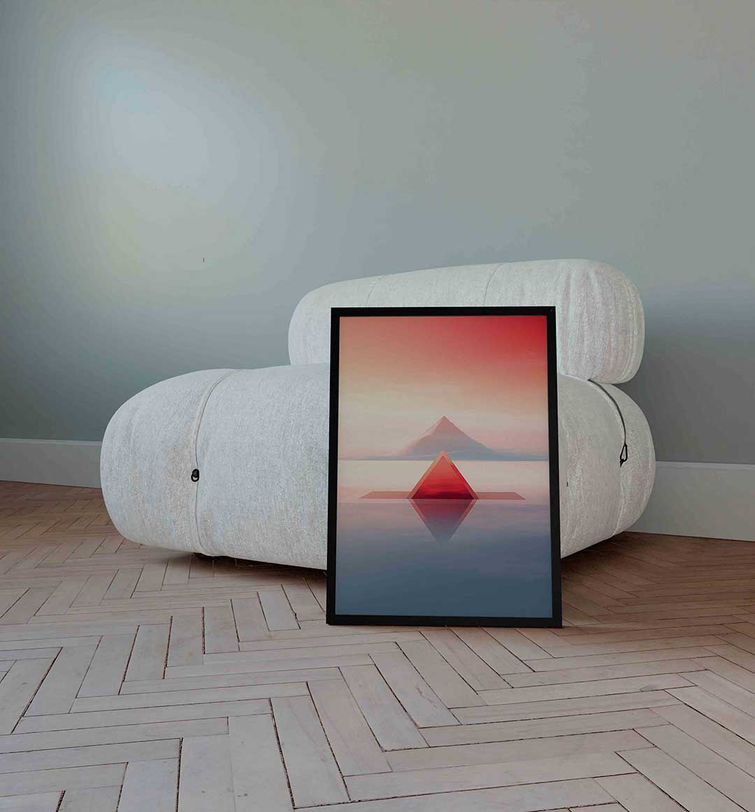 Piramide en berg Poster