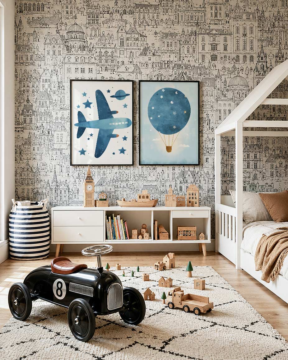Vliegtuig en sterren Posterset