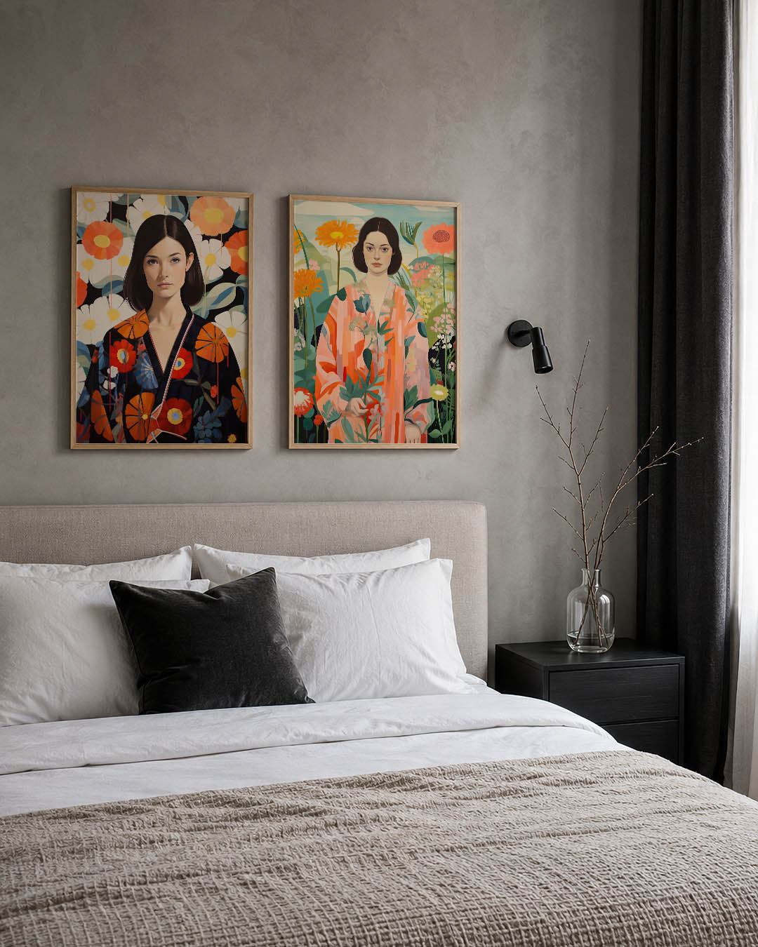 Bloemen en portret Posterset