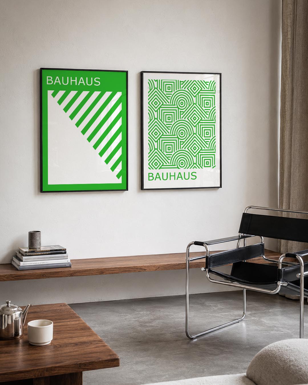 Groene lijnenspel Posterset