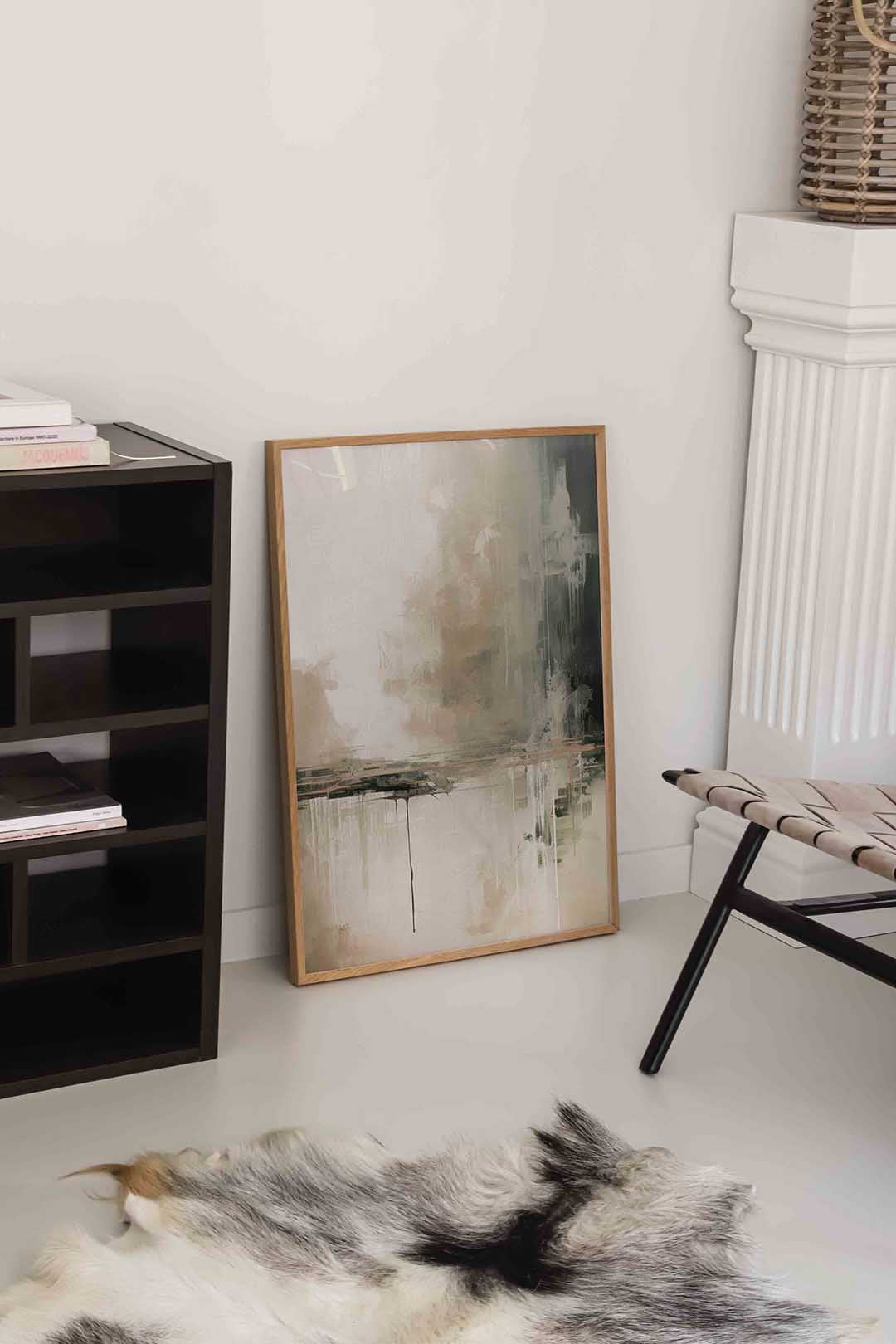 Abstracte beige en grijze Poster