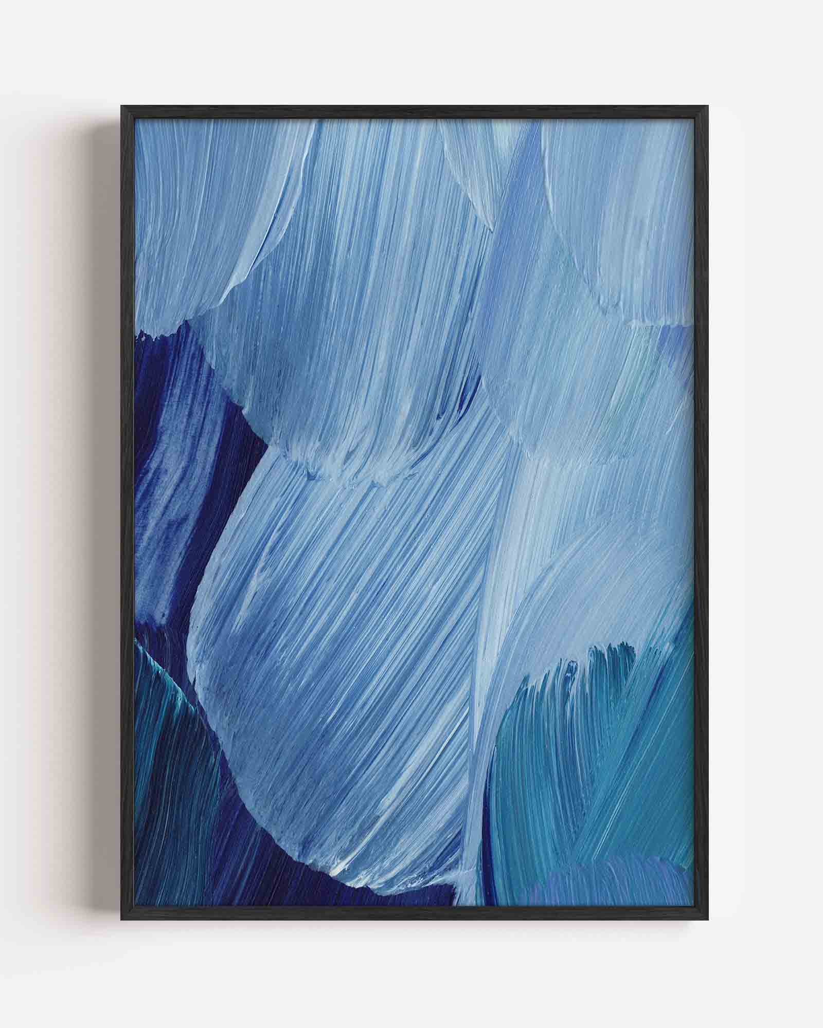 Blauwe penseelstreken Poster