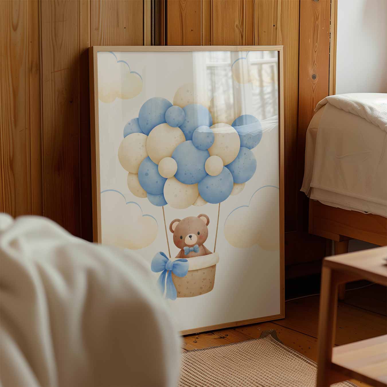 Schattige Beer in het Luchtballon Avontuur Poster-WallArtistic