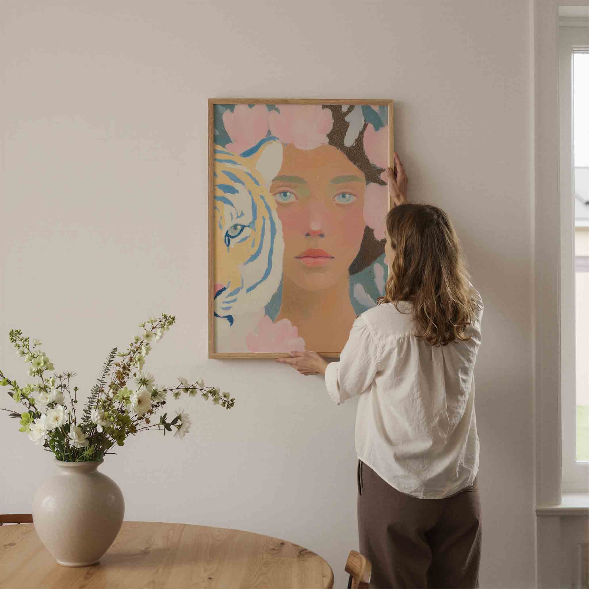 Tijger en vrouw Poster