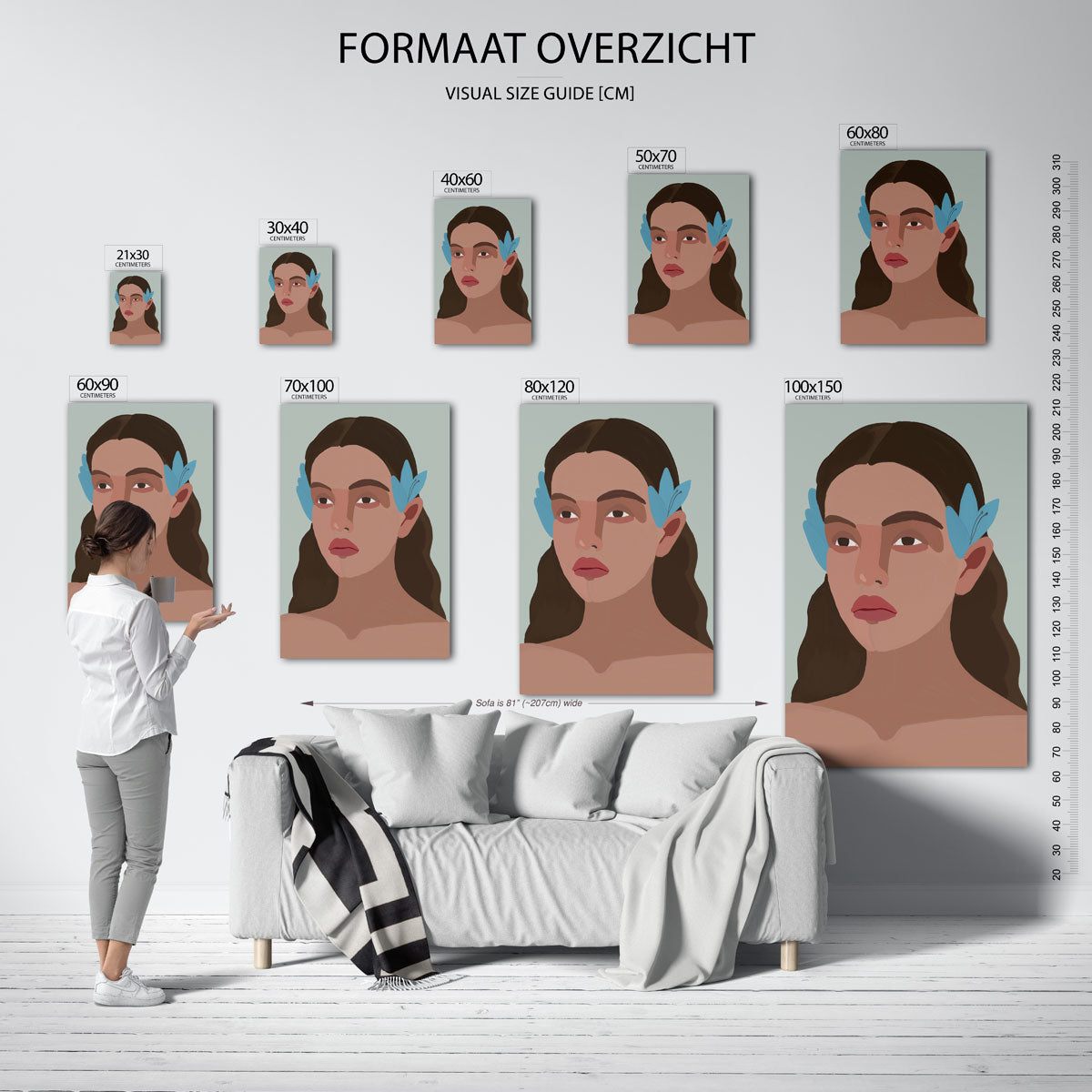 Vrouw met blauwe accenten Poster