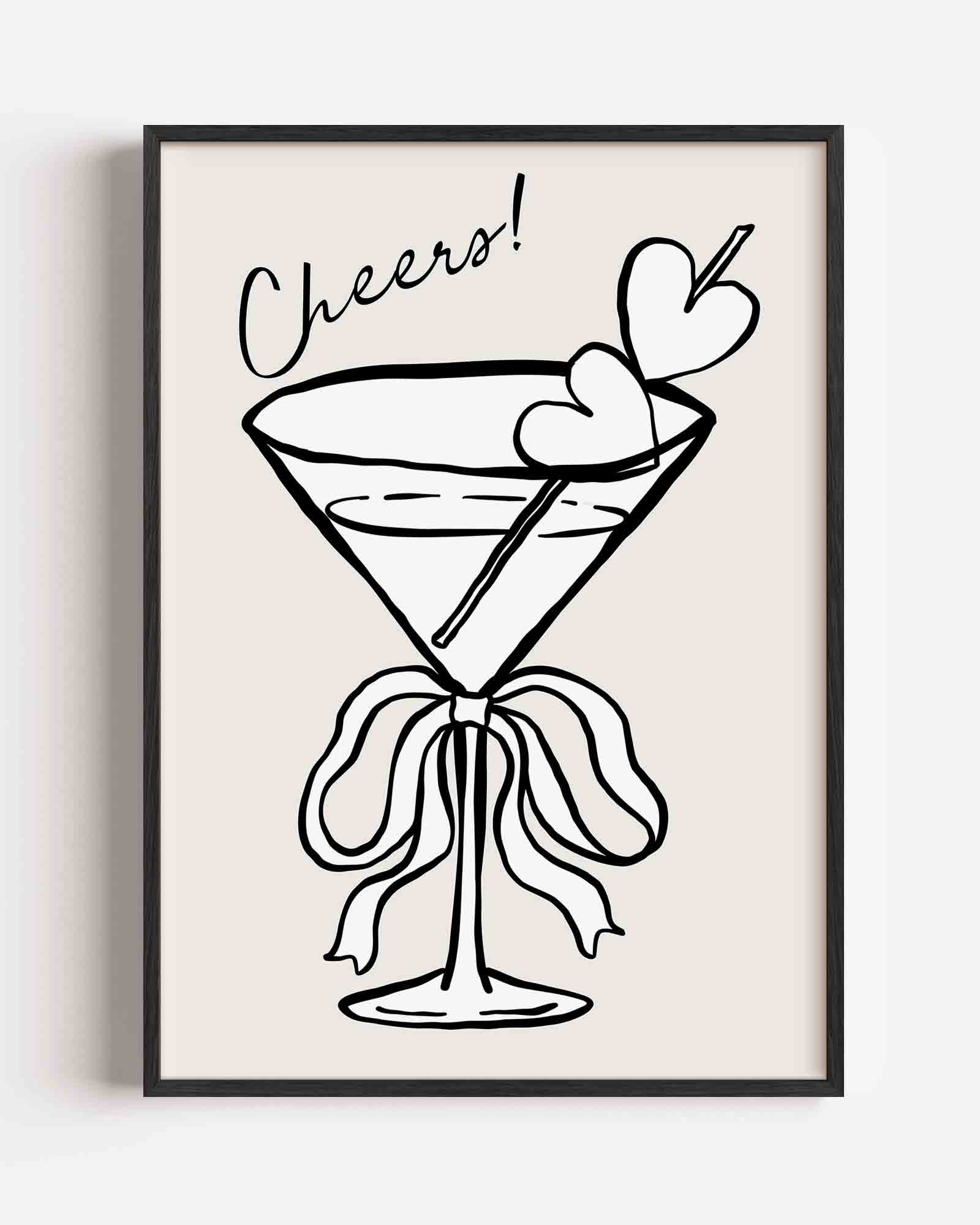 Cheers cocktailglas Poster