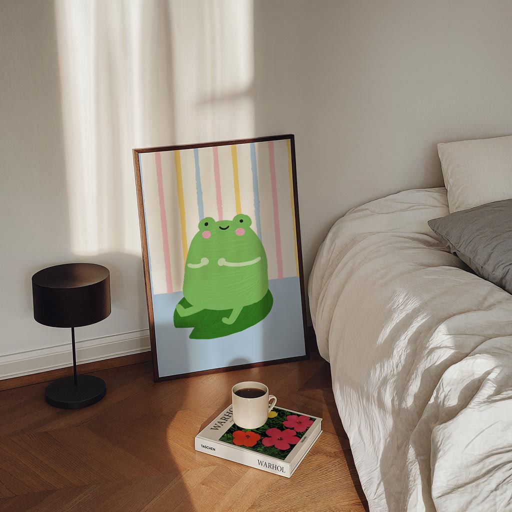 Lieve Kikker Op Blad Poster-WallArtistic