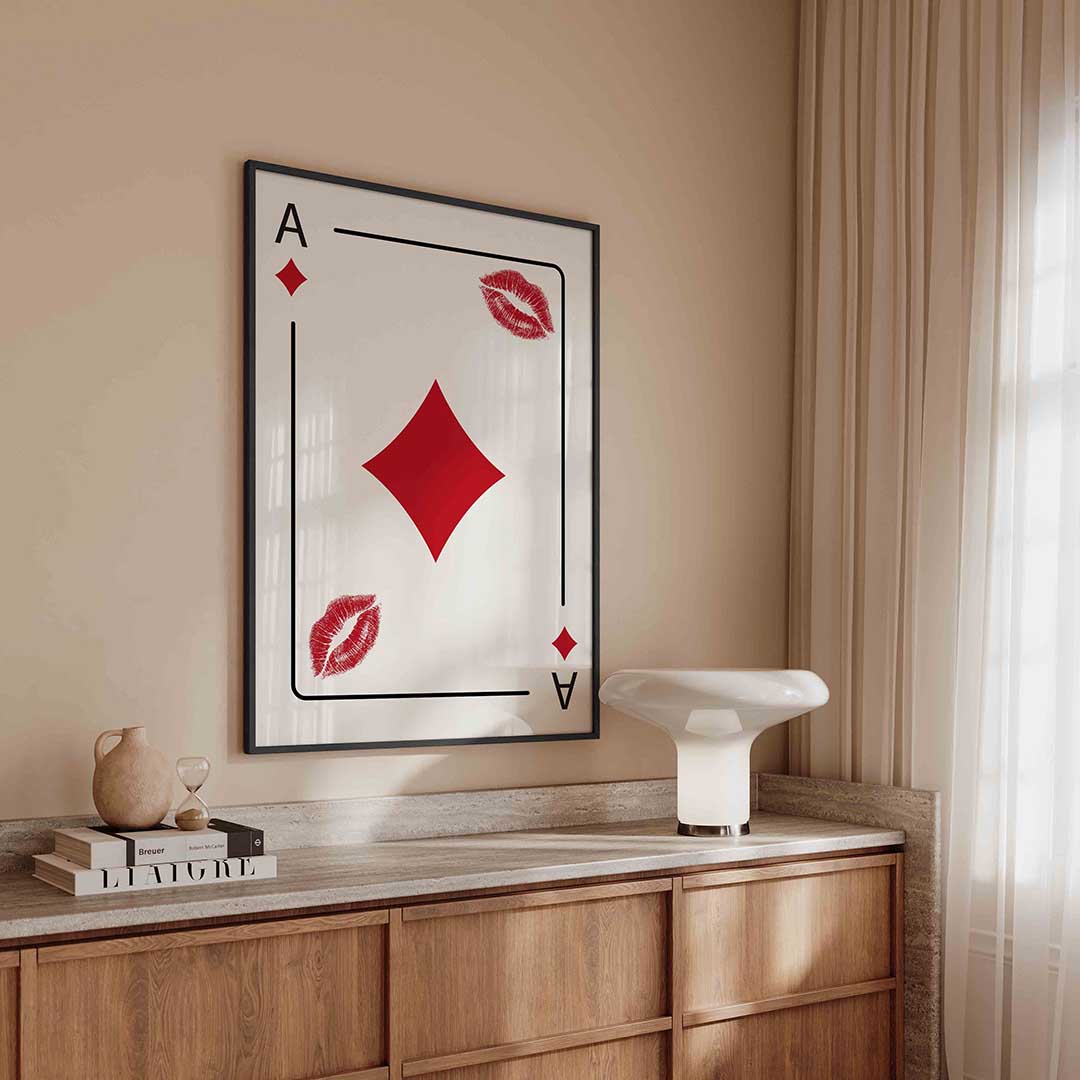 Kaart met lipafdrukken Poster