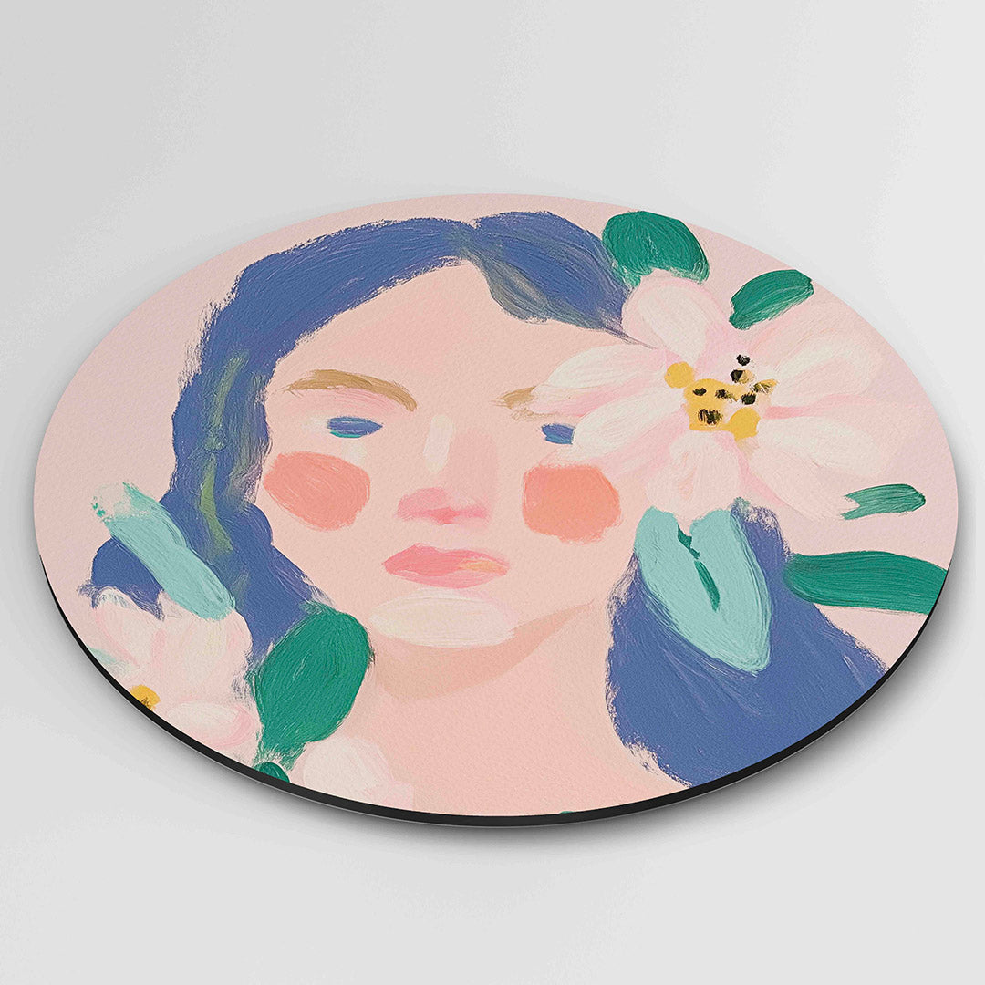 Vrouw met bloemen Muurcirkel