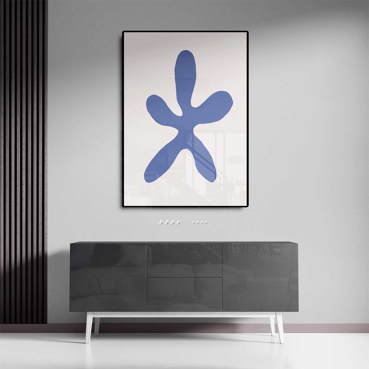 Blauwe Bloem Abstractie Kunstwerk-canvas-dibond-plexiglas-wanddecoratie-WallArtistic