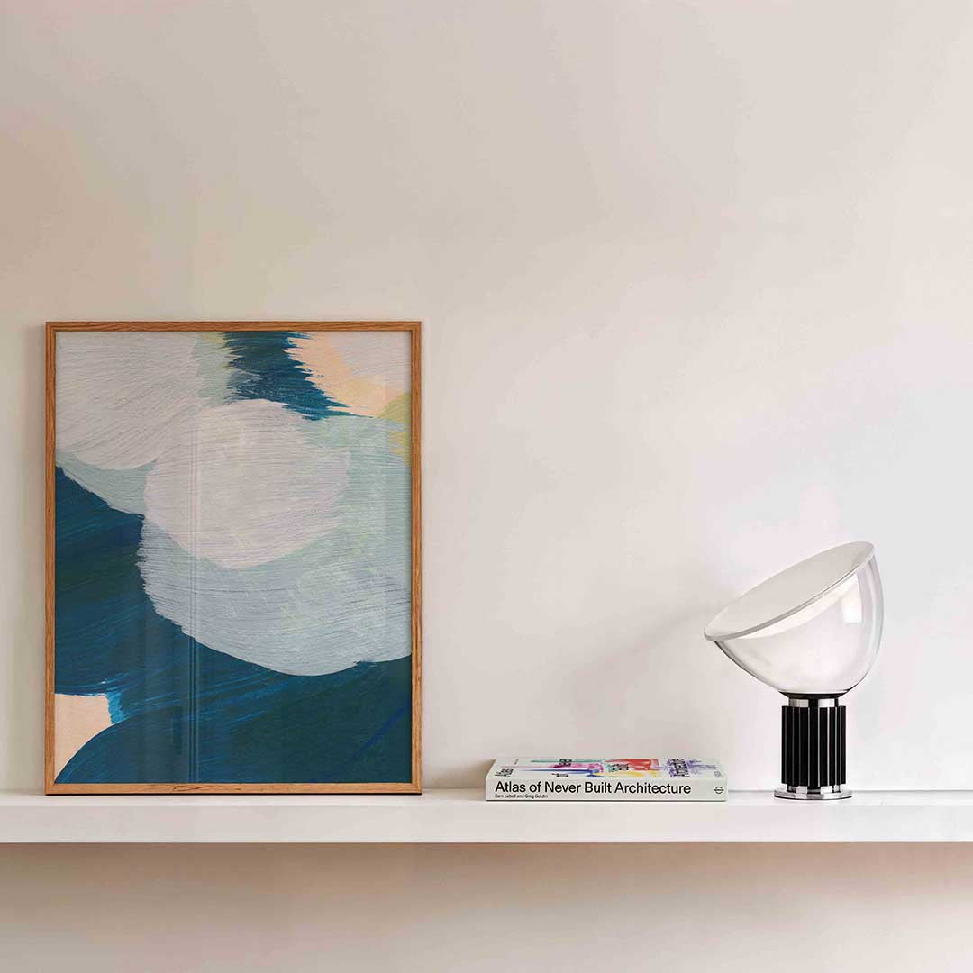 Abstracte blauwe en witte vormen Poster