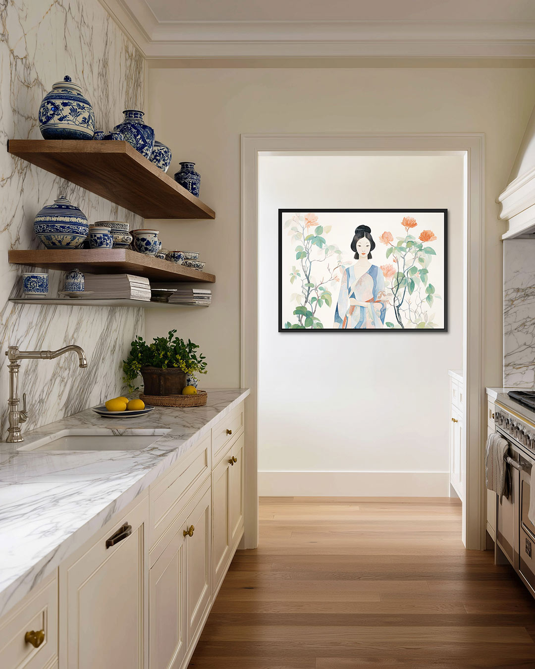 Vrouw met bloemen Kunstwerk