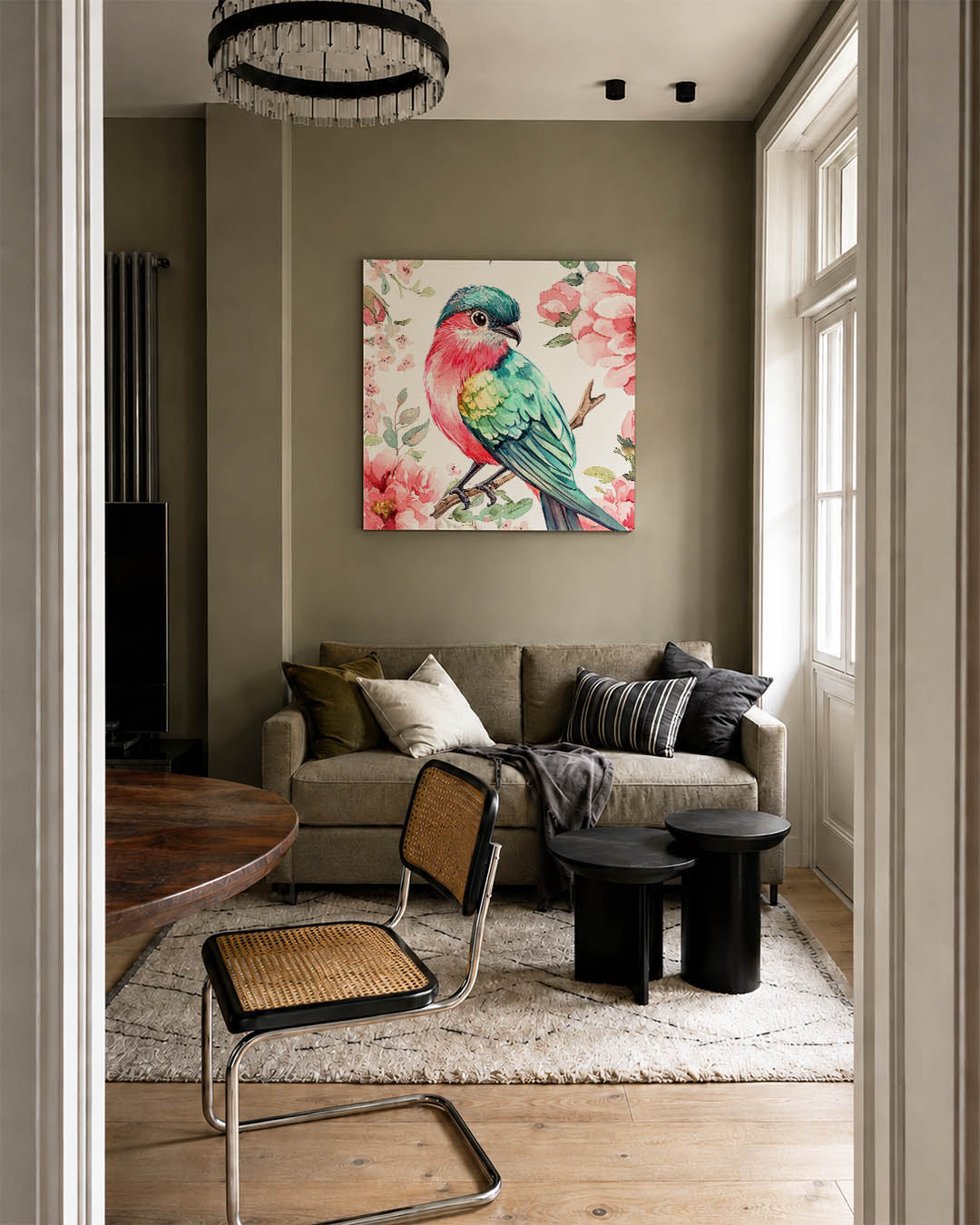 Vogel en bloemen Kunstwerk