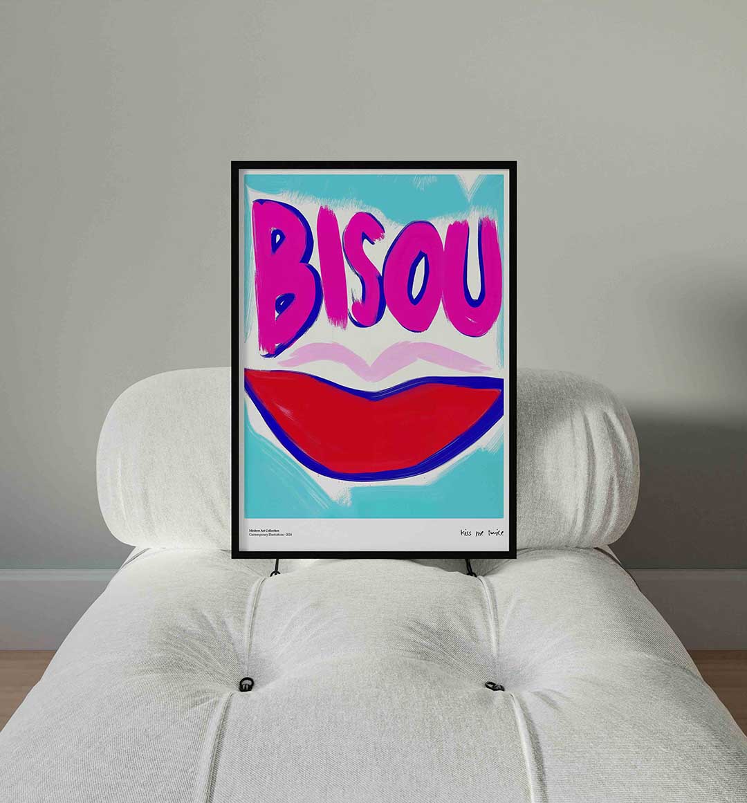 Bisou en rode lippen Poster