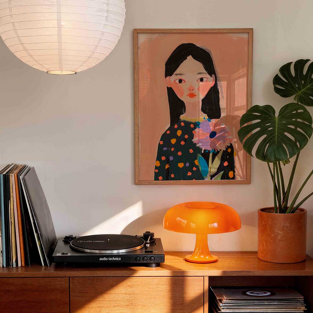 Meisje met bloem Poster
